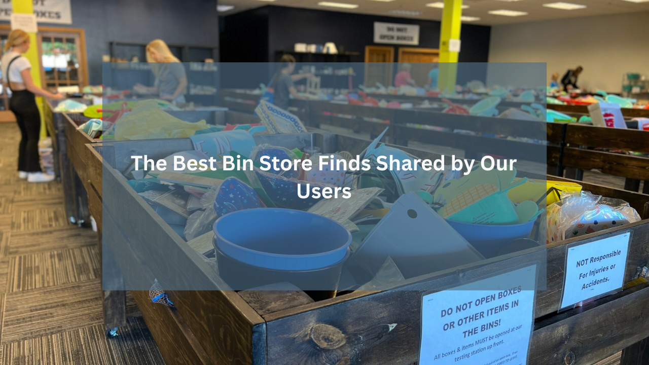 Shoppers browsing through bins filled with various household items at a bin store, searching for hidden deals and unique finds.