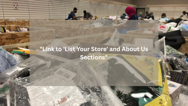 Shoppers browse through merchandise in wooden bins at a liquidation bin store, with clear plastic packaging visible in the foreground.